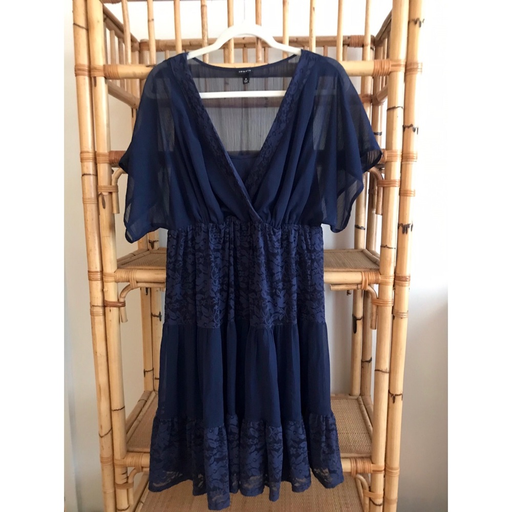 Torrid Navy Lace Dress w Sleeves - size 0 / sz 12